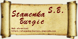 Stamenka Burgić vizit kartica